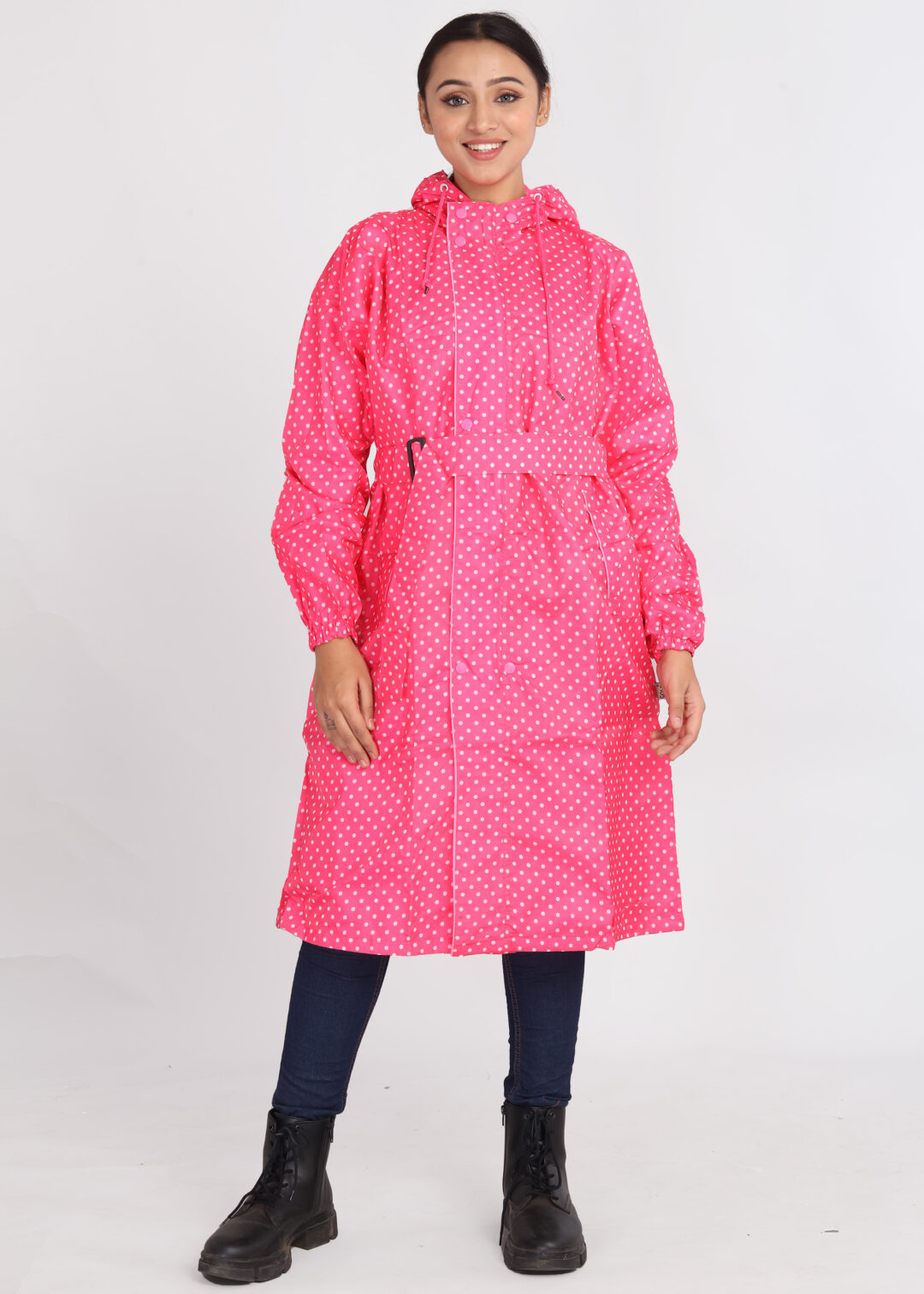 Dark Pink Polka Dot Rainwear | GB-03